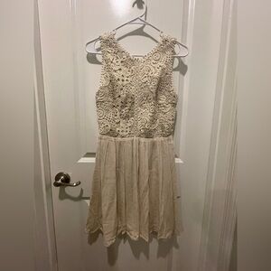 Francesca's Collections Cream Lace Mini Dress